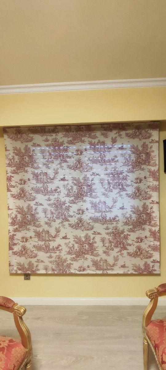 Estor paqueto,Toile de Jouy - Granate y Beige.