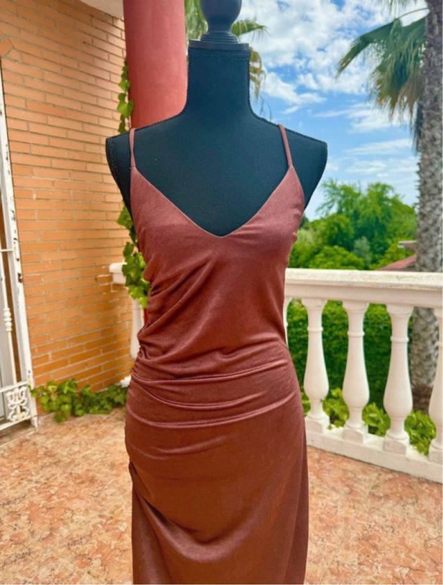 Vestido marrón drapeado 