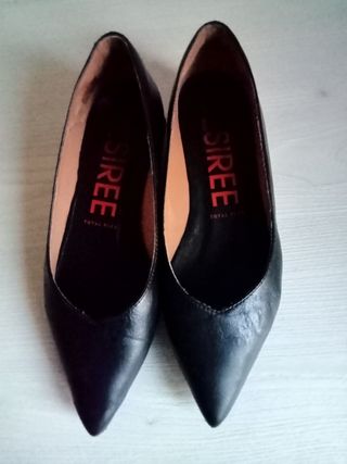 Zapatos tacón negro piel