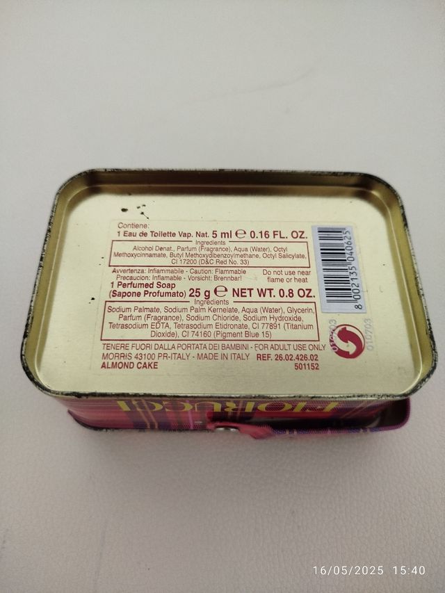 Profumo Fiorucci scatola latta