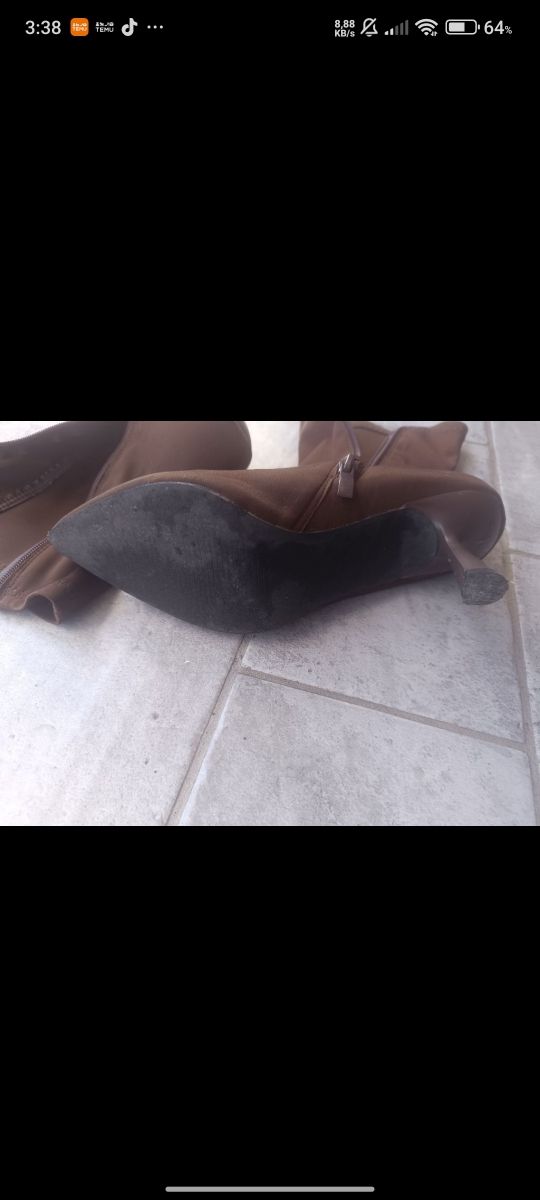 Stivali marroni tacco alto zip