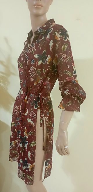 Miniabito Zara fiori bordeaux