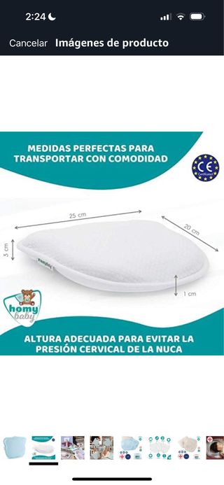 HOMYBABY Almohada Bebe  Cojin Plagiocefalia y 2 Fundas de Regalo 100 Algodón  Diseño Ergonómico  Cojin de Cuna Desde Recien Nacido Blanco