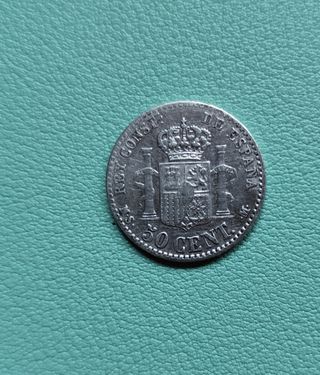 MONEDA DE PLATA DE 50 CENTIM.1880