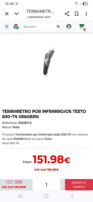 Pistola termómetro laser
