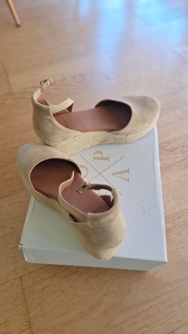 ZAPATOS POPA beige de piel serraje 41, mujer impec