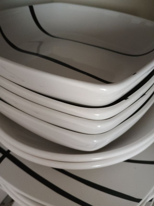 Vajilla porcelana 12 piezas blanco-negro