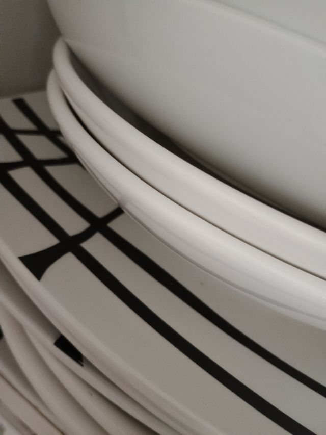 Vajilla porcelana 12 piezas blanco-negro