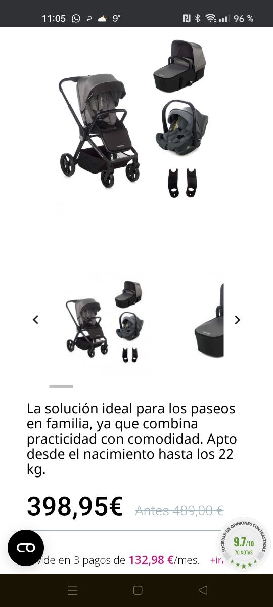 Cochecito bebé Trio marca mamba