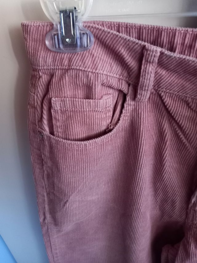 Pantaloni rosa a zampa costine cotone