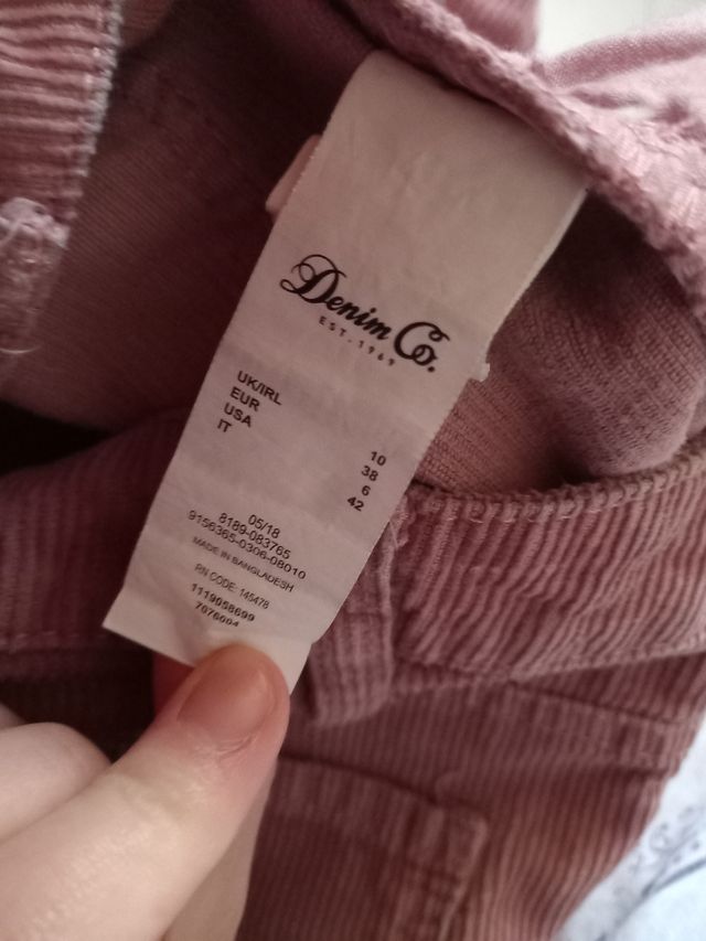 Pantaloni rosa a zampa costine cotone