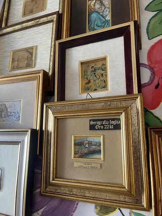 Set di quadri con lastre in argento 800/925 con cornice e vetro