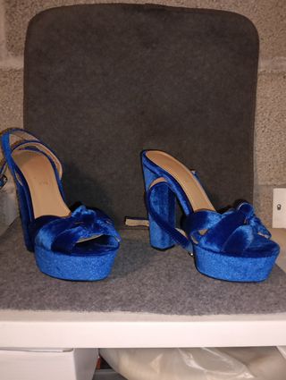 Sandali tacco alto velluto blu