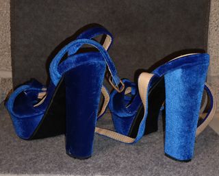 Sandali tacco alto velluto blu