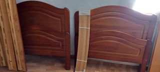 Camas madera nogal 90 cm con largueros