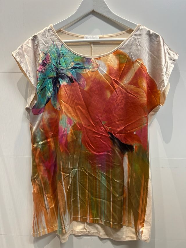 Camiseta Promod floral beige