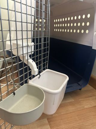 Transportín perro grande azul y blanco