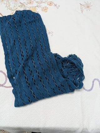 Sciarpa lunga teal con lurex