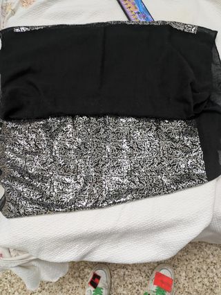 Scialle paillettes nero argento