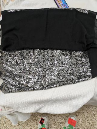 Scialle paillettes nero argento