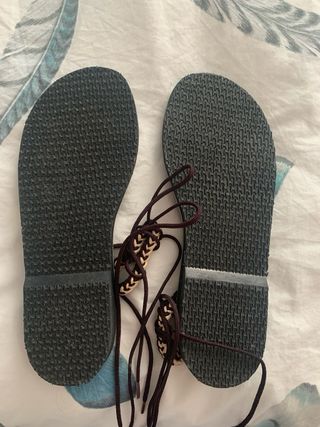 Sandalias romanas atadas nuevas, marron/beige 38