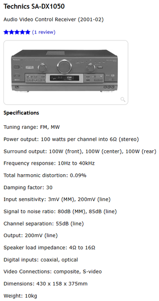 Receptor / amplificador TECHNICS SA-DX1050