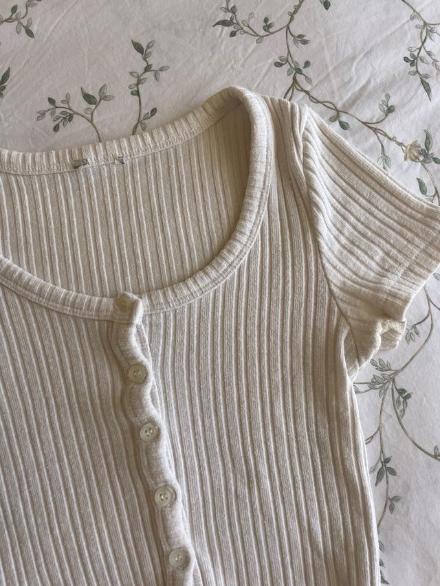 Top blanco botones - algodon