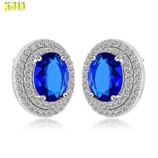 Pendientes Pedrería Azul y Transparente 