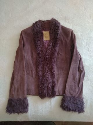Chaqueta Mango piel-pelo sintético morada (M)