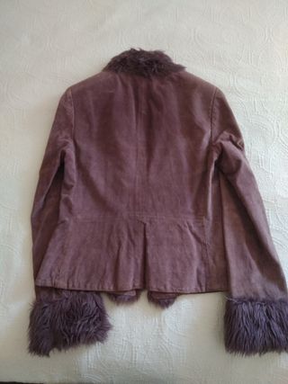 Chaqueta Mango piel-pelo sintético morada (M)