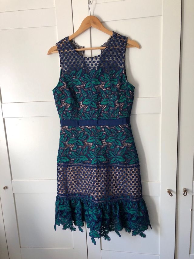 Vestido fiesta azul y verde Gadgley Mischka 42