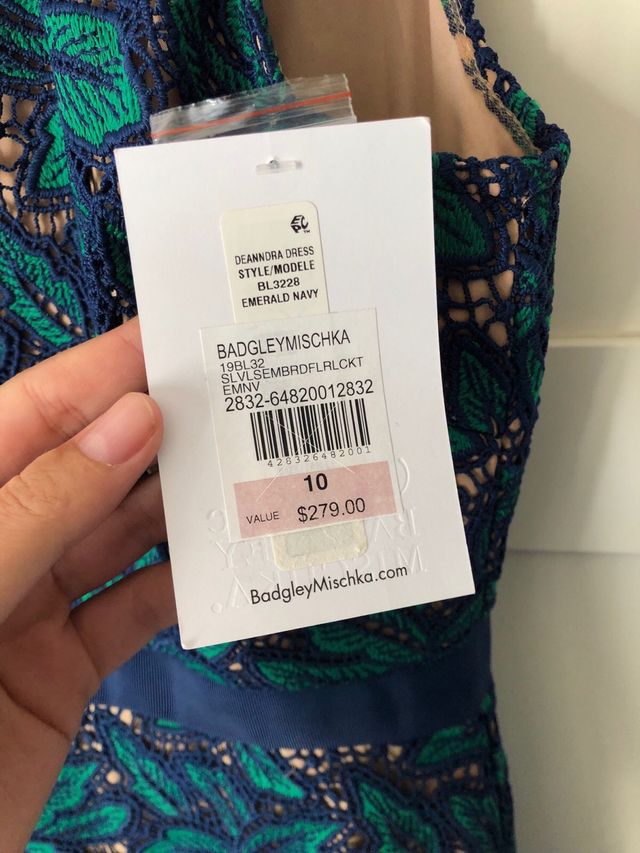 Vestido fiesta azul y verde Gadgley Mischka 42