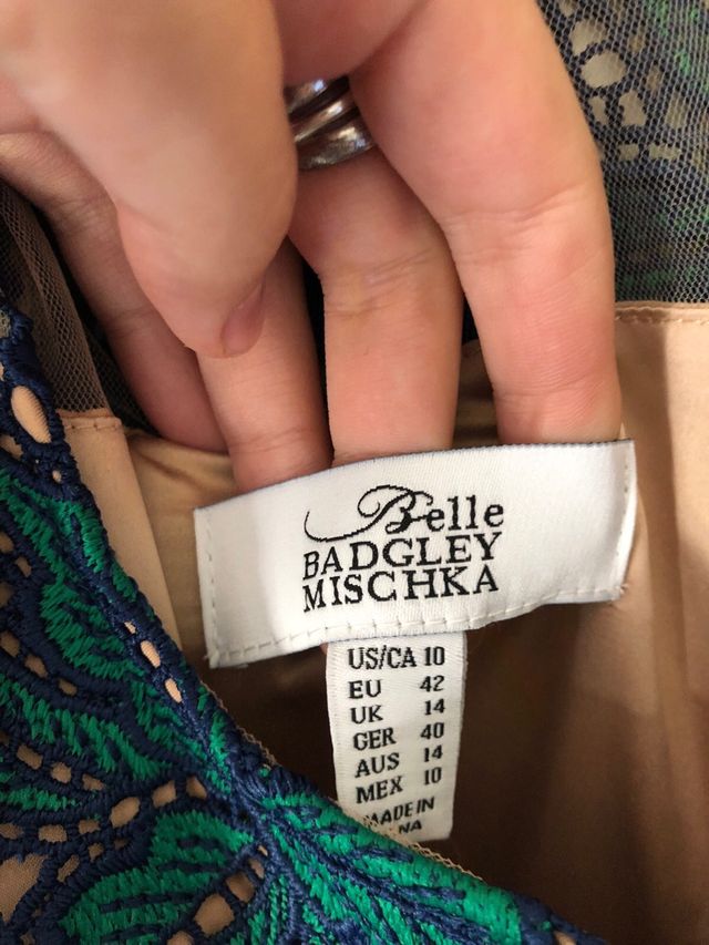 Vestido fiesta azul y verde Gadgley Mischka 42