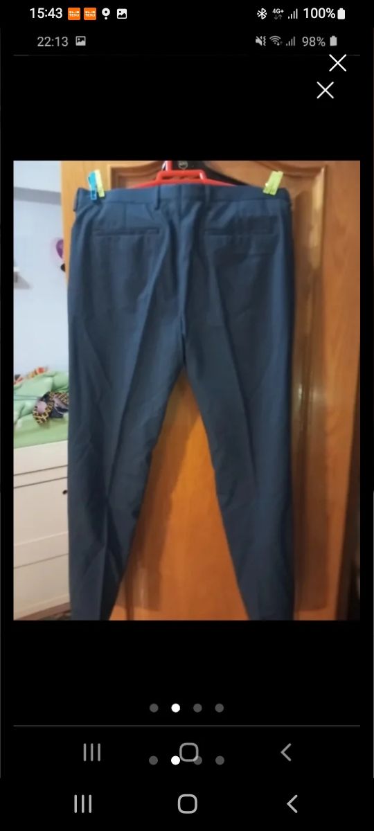 Pantalón vestir azul hombre