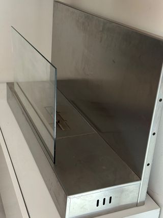 Chimenea bioetanol acero inoxidable y cristal.