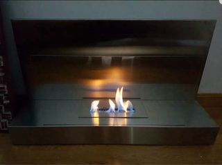 Chimenea bioetanol acero inoxidable y cristal.