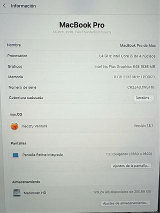 MacBook Pro 13" 2019 - i5