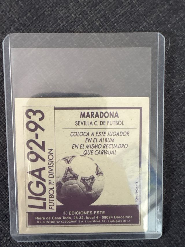 Cromo Maradona Liga 92-93 Sevilla COLECCIONISMO