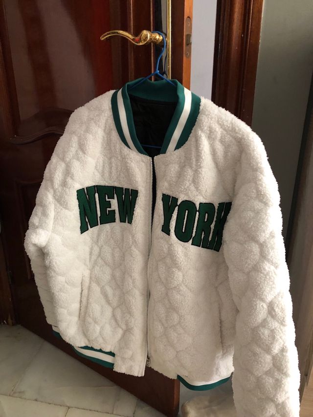 Chaqueta bomber New York blanca y verde