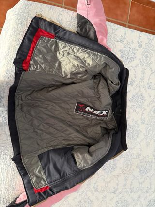 Chaqueta moto mujer rosa negra