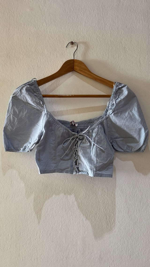 Top corto blu estivo