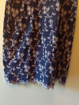 Vestido azul marino bordado - Talla XS