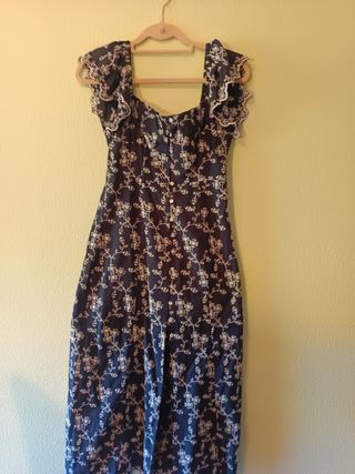 Vestido azul marino bordado - Talla XS