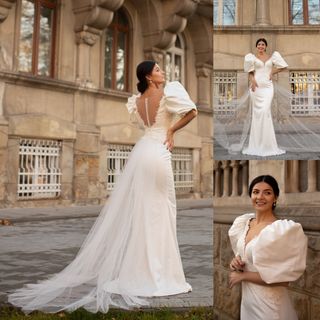 Vestido Novia T 36 Sirena con Manga desmontab