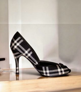Lela Rose- Peep toe tacón tartán negro - Núm 37