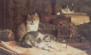 Quadri in acrilico retouche di gatti vintage con c