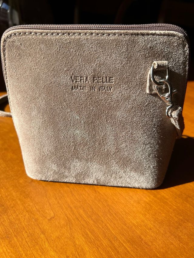 Bolso de piel/ante Vera Pelle de color marrón topo