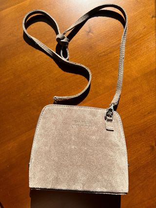 Bolso de piel/ante Vera Pelle de color marrón topo