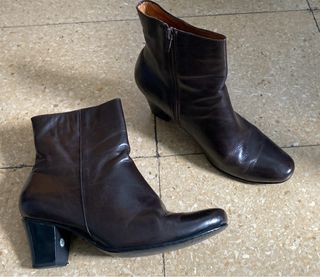 Botines marrones cuero sintético -talla 38