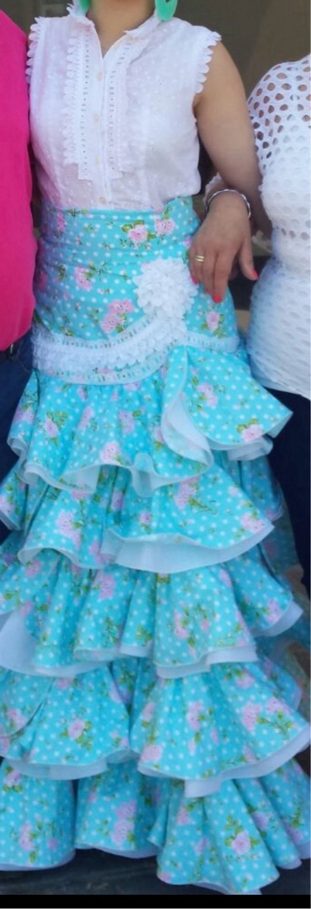 Traje gitana turquesa desmontable, y camisa